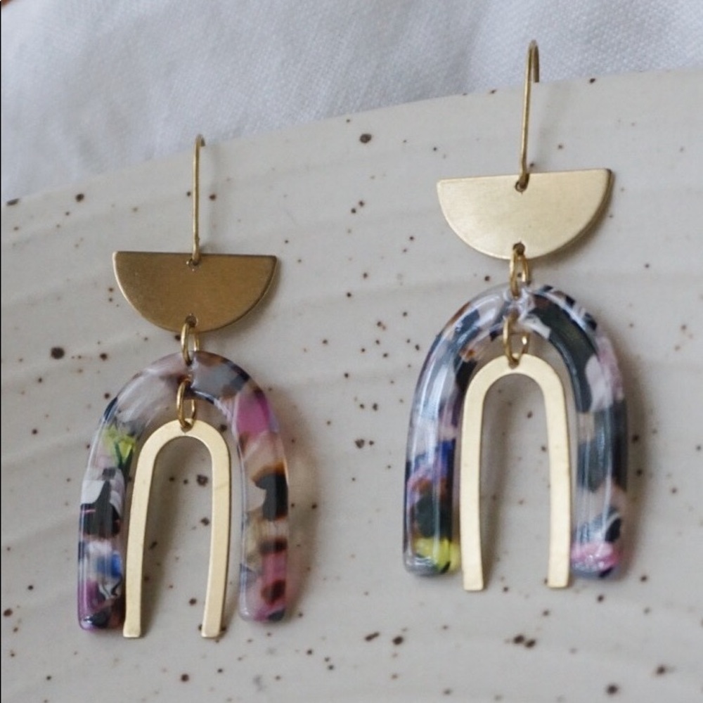 CARIÑO // Acetate and Brass Minimalist Earrings